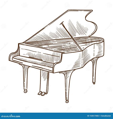 Piano Musical Instrument Isolated Sketch Classic Music Stock Vector