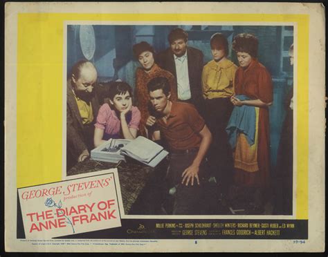 The Diary Of Anne Frank Lobby Card 1959 Millie Perkins Shelley Winters Et Al