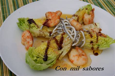 COGOLLOS CON angulas sucedáneas Y GAMBAS AL AJILLO Cocina