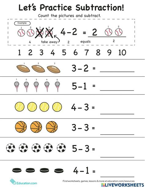 Subtraction Online Exercise For Kindergarten Live Worksheets