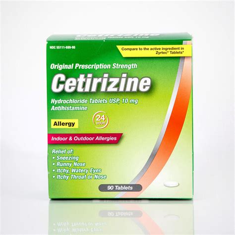 Cetirizine Hydrochloride Tablets 10 Mg Generic Zyrtec 90 Tablets