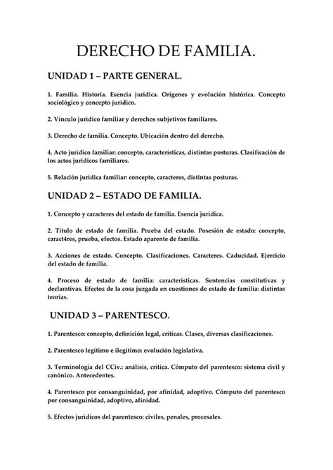 Derecho De Familia Unidad Parte General