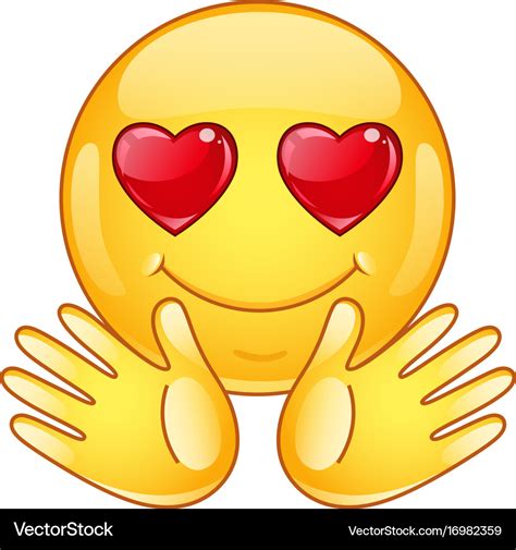 In Love Emoticon With Open Hands Royalty Free Vector Image