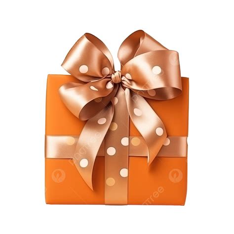 Christmas Gift Wrapped In Brown Paper With Ribbon Bow And Xmas Brown