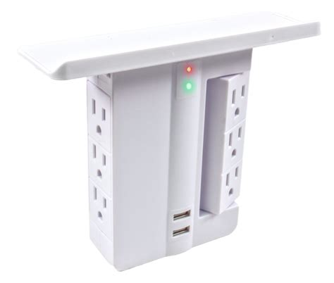 Wall Power Outlet Shelf Deluxe Rotating Electrical Socket Power Stand Holder Space Saving 6