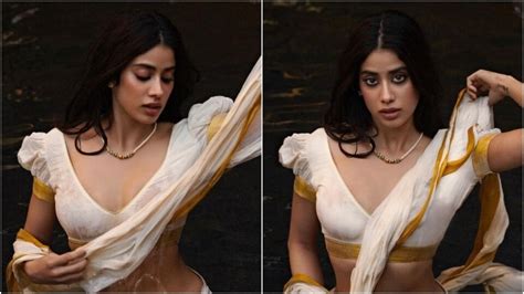 Janhvi Kapoor Is An Apsara In White Gold Saree For Viral Photoshoot Rumoured Boyfriend Shikhar