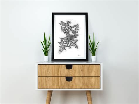 Map Giclee Art Print A5 Ink Illustration Pen And Ink Black And