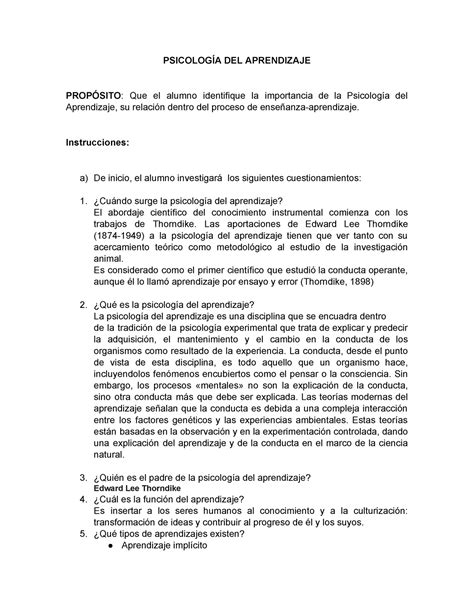 Activ DE Aprend 2 PSICOLOGÍA DEL APRENDIZAJE PROPÓSITO Que el alumno