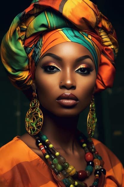 Premium AI Image Black Woman With A Colorful Turban On Her Head