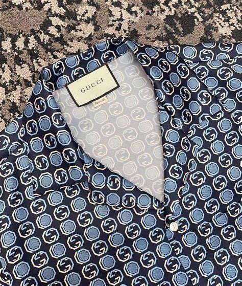 Gucci Geometric Interlocking G Print Silk Shirt Billionairemart