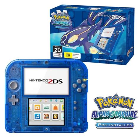 Nintendo 2ds Console Transparent Blue With Pokémon Alpha Sapphire