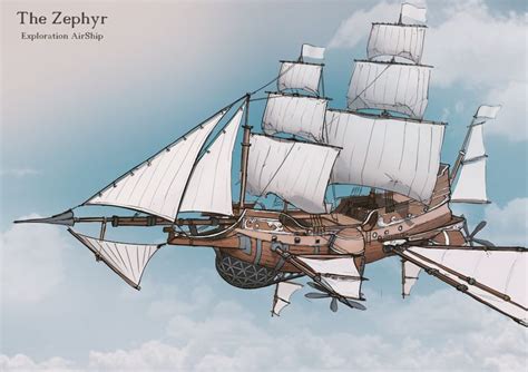 Zephyr Airship, Jonathan Lim | Airship art, Steampunk airship, Fantasy concept art