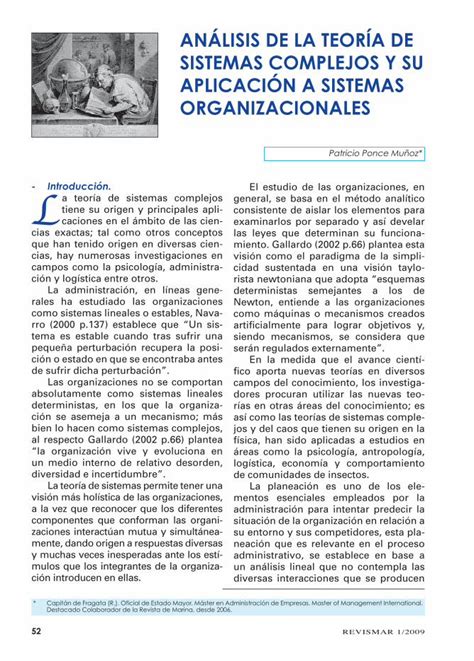 Pdf AnÁlisis De La TeorÍa De Sistemas Complejos Y Su Revistamarina