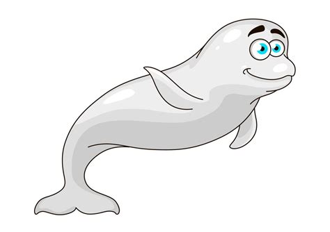 Cartoon white whale waving a flipper 11664246 Vector Art at Vecteezy