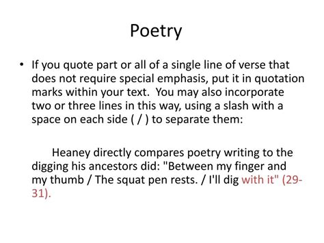 Ppt Quoting Poetry Within A Paper Using Mla Documentation Powerpoint