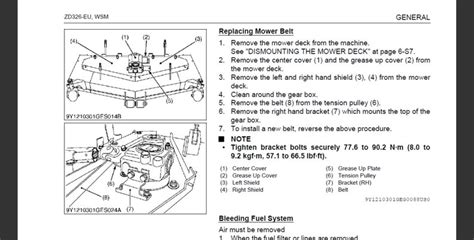 Kubota ZD326 EU Zero Turn Mower Service Workshop Manual PDF Digital