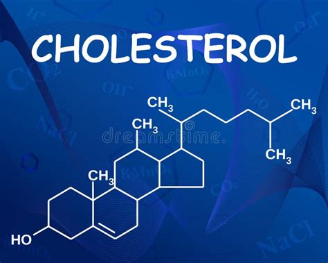 Molecular Structure Of Cholesterol On White Stock Illustration