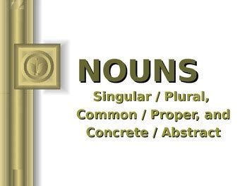 Ela Nouns Singular Plural Common Proper Concrete Abstract Powerpoint Ppt