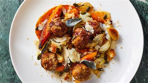 Tom Kerridge’s Tray Baked Meatballs With Pumpkin Sage And Seeds Recipe