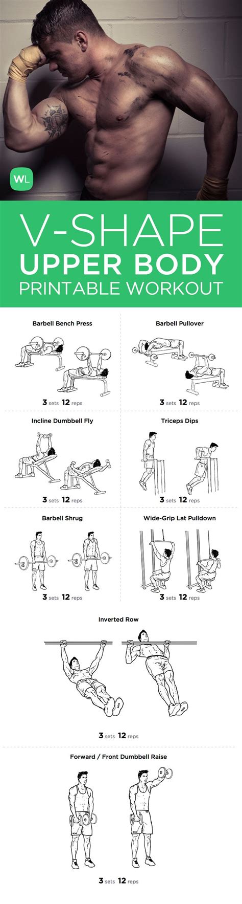 Fitness Motivation V Shape Upper Body Printable Workout Plan For