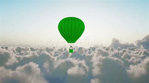 Hot Air Balloon Flying In Animated Forest Background Stock Footage