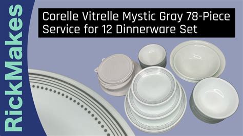 Corelle Vitrelle Mystic Gray 78 Piece Service For 12 Dinnerware Set