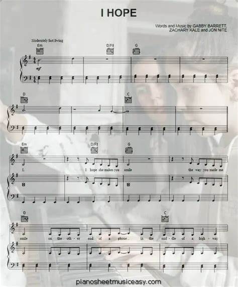 I Hope Sheet Music E Minor