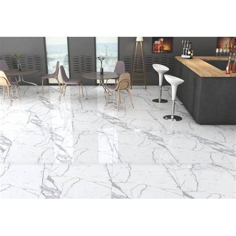 Gloss White Double Charged Vitrified Floor Tiles Thickness 10 Mm