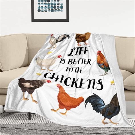 Chicken Blanket Flannel Soft Cute Rooster Throw Blanket