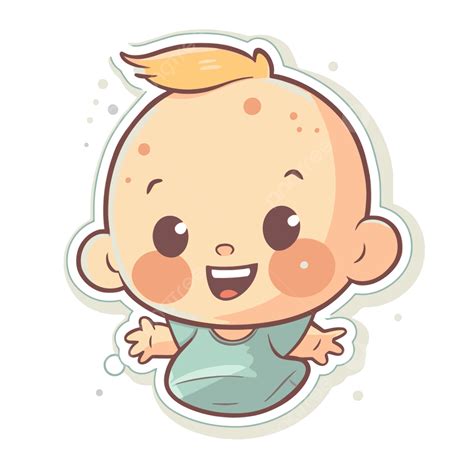 Stiker Bayi Kartun Dengan Clipart Wajah Tersenyum Vektor Desain Stiker