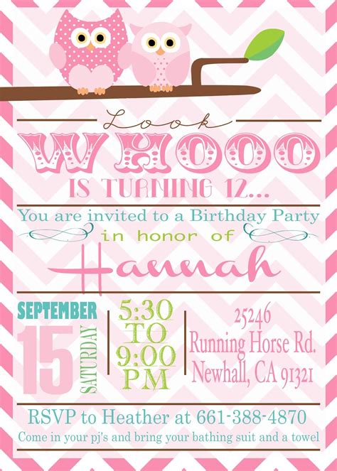 12 Years Old Birthday Invitations Download Hundreds Free Printable