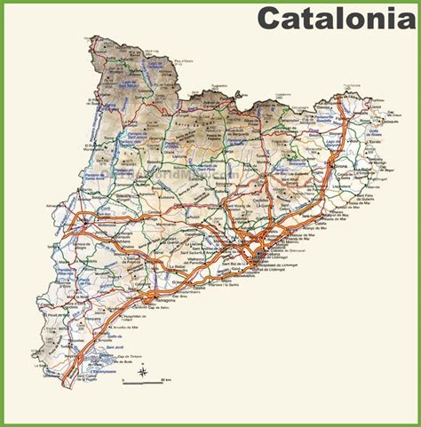 Catalonia road map - Ontheworldmap.com