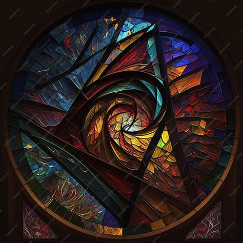 Premium Photo A Brightly Colored Stained Glass Window With A Spiral Design Generative Ai