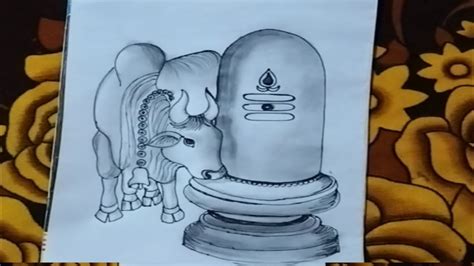 How To Draw Shiva Linga And Nandi Easy Shiv Ling Drawing Mahadev Drawing Bhabataran Art Youtube