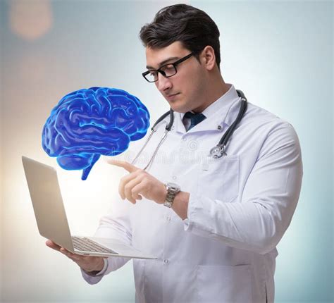 Male Doctor with the Brain in Medical Concept Stock Image - Image of artificial, neurologist ...