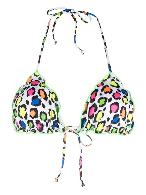 Mc2 Saint Barth Leopard Print Triangle Bikini Top In White ModeSens