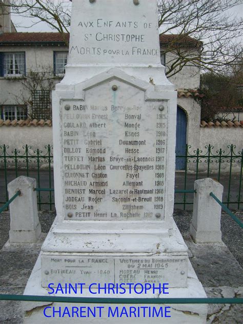 Photo à Saint Christophe 17220 LE MONUMENT AUX MORTS 14 18 ET 39 45