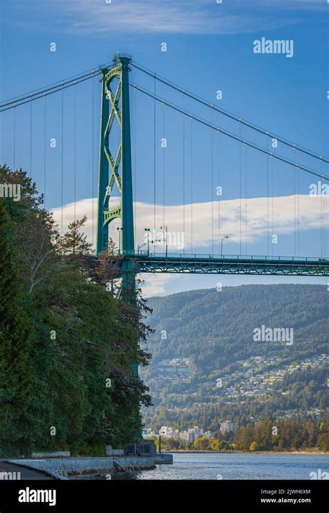 Lions Gate Bridge In Summer Day Vancouver Bc Canada View Of Lions