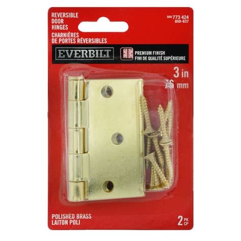 Everbilt 3 Inch With 58 Inch Radius Polished Brass Door Hinge 2 Pack The Home Depot Canada