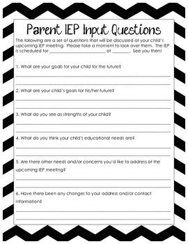 Parent Input For Iep By Elementary Expression Tpt