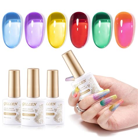 Amazon Gellen Jelly Neon Gel Nail Polish Set Colors Rainbow