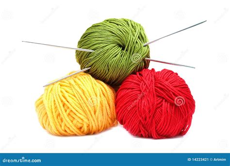 Three Balls Of Wool With Knitting Needles Stock Image Image Of Knit