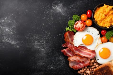 Premium Photo English Breakfast On A Plate With Scrambled Eggs