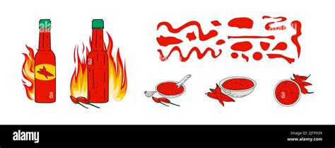 Hot Sauce Set Hand Drawn Vector Design Food Menu Design Elements Design Element For Logo