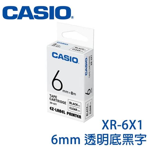 【mr3c】含稅附發票 Casio卡西歐 6mm Xr 6x1 透明底黑字 原廠標籤機色帶 蝦皮購物