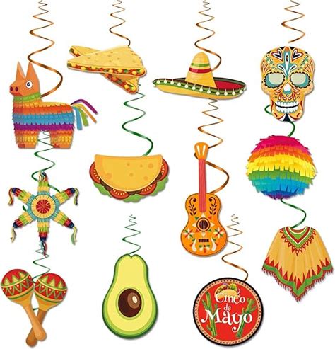 30pcs Mexican Fiesta Hanging Decorationscinco De Mayo Ceiling Hanging Swirl