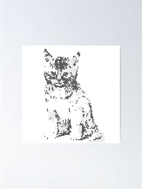 Black And White Cat Pixel Art Poster