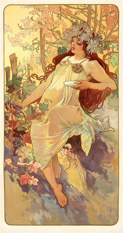 Nymph In Autumn Fleurs Art Nouveau Art Nouveau Mucha Art Nouveau