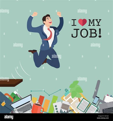 Happy Businessman Jumping In The Work Stock Vector Image Art Alamy