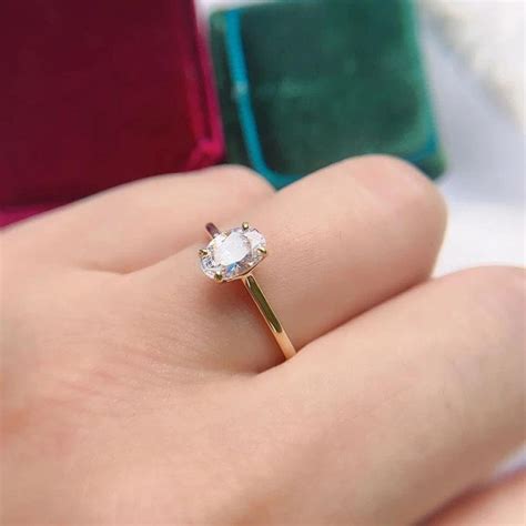 1ct Oval Solitaire Engagement Ring Oval Moissanite Diamond Etsy